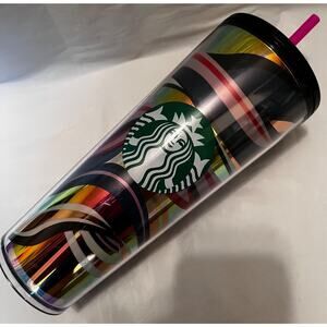 Starbucks Christmas 2021 24oz Holiday Swirl Tumbler (Cold Cup): Blue, Pink, Gold